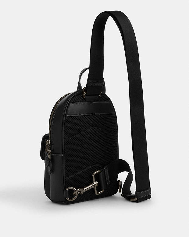 Small Turnlock Sling Pack Smooth Leather-Gunmetal-Black Smooth Leather-Gunmetal-Black