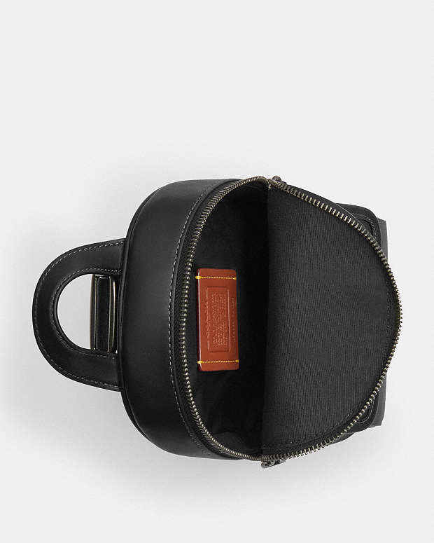 Small Turnlock Sling Pack Smooth Leather-Gunmetal-Black Smooth Leather-Gunmetal-Black
