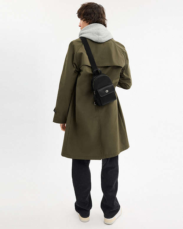 Small Turnlock Sling Pack Smooth Leather-Gunmetal-Black Smooth Leather-Gunmetal-Black