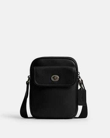 Turnlock Crossbody Bag Smooth Leather-Gunmetal-Black Smooth Leather-Gunmetal-Black