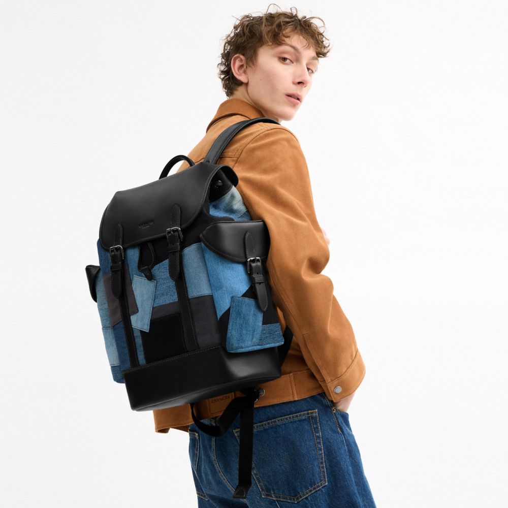 Coach Hitch Backpack With Patchwork Denim Multi