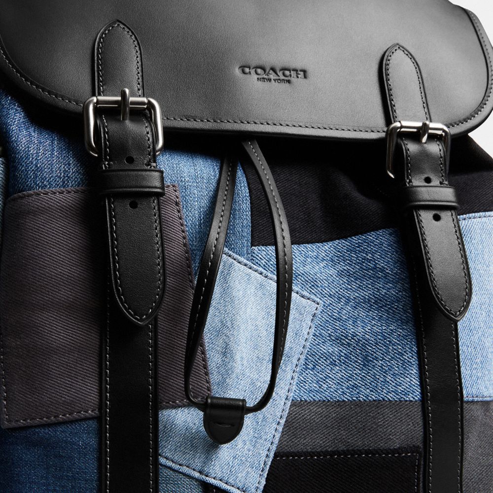Coach Hitch Backpack With Patchwork Denim Multi