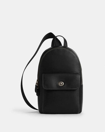 Turnlock Sling Pack Smooth Leather-Gunmetal-Black Smooth Leather-Gunmetal-Black