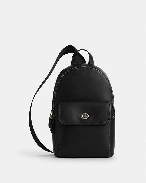 Turnlock Sling Pack Smooth Leather-Gunmetal-Black Smooth Leather-Gunmetal-Black