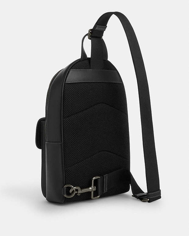 Turnlock Sling Pack Smooth Leather-Gunmetal-Black Smooth Leather-Gunmetal-Black