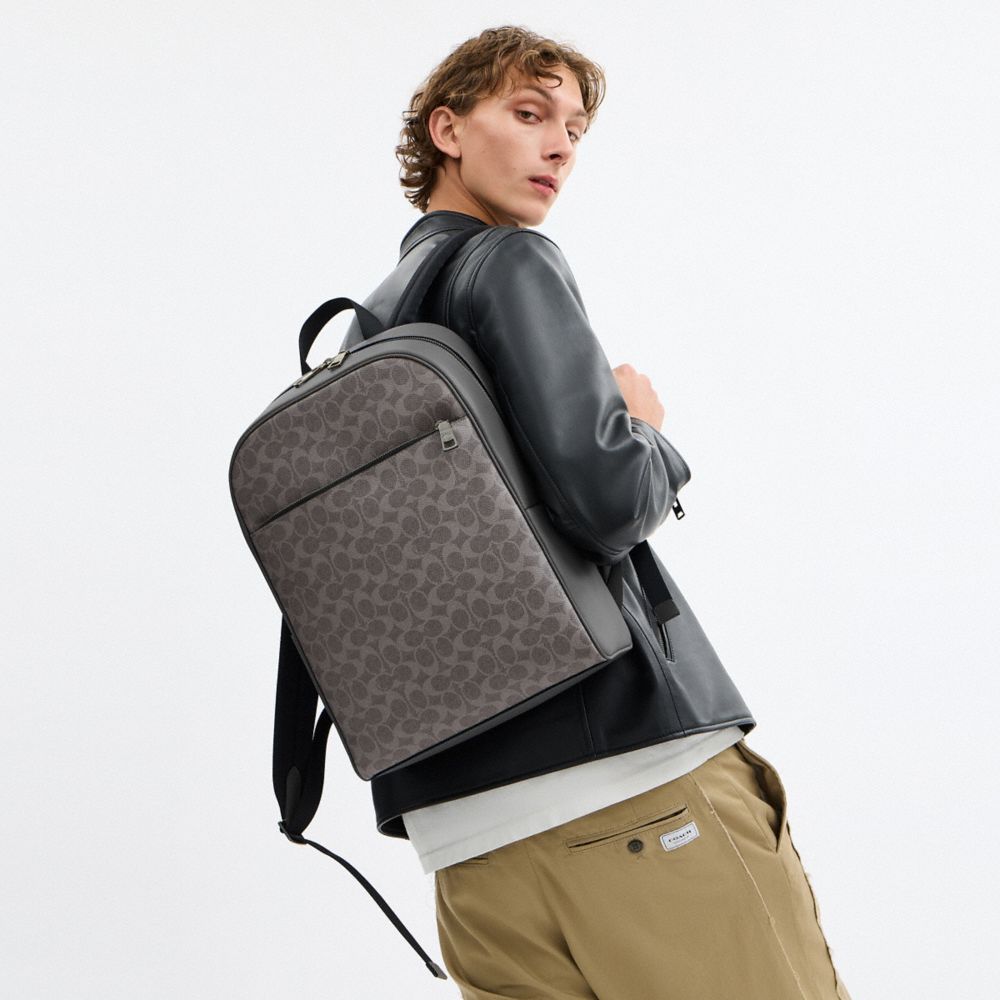 Coach Owen Backpack In Signature Canvas Qb Grey Charcoal