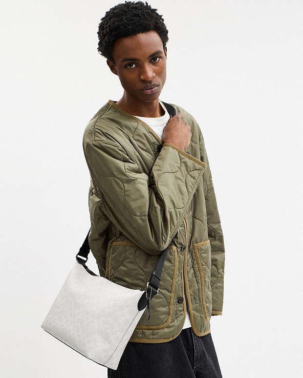 Finn Crossbody Bag In Signature Canvas Signature Canvas-Gunmetal-Chalk-Black Signature Canvas-Gunmetal-Chalk-Black