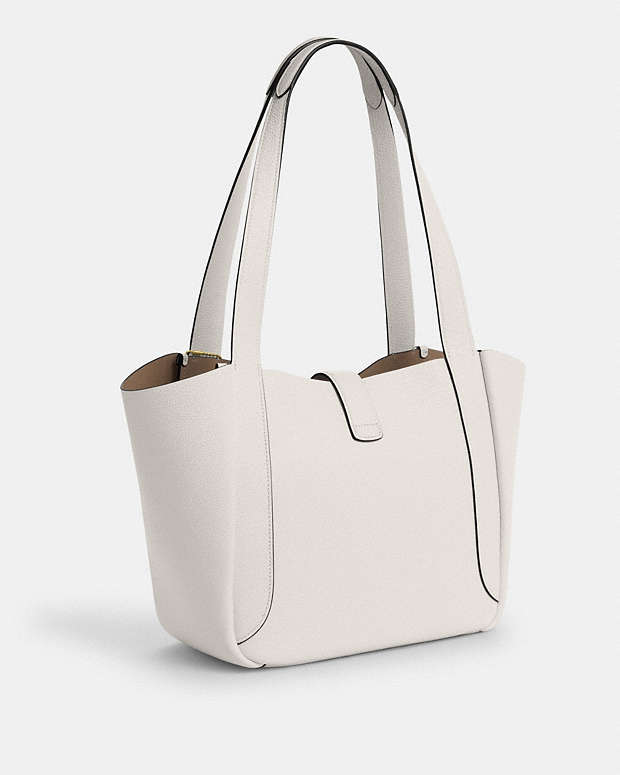 Hadley Turnlock Tote Bag Pebbled Leather-Gold-Chalk Pebbled Leather-Gold-Chalk