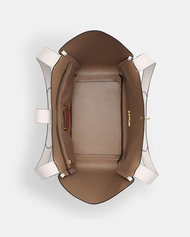 Hadley Turnlock Tote Bag Pebbled Leather-Gold-Chalk Pebbled Leather-Gold-Chalk