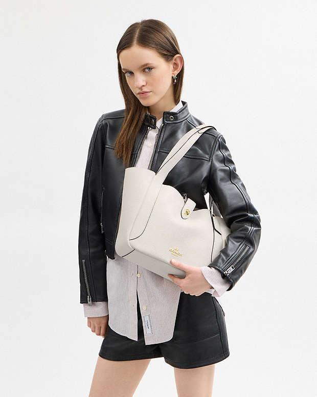 Hadley Turnlock Tote Bag Pebbled Leather-Gold-Chalk Pebbled Leather-Gold-Chalk