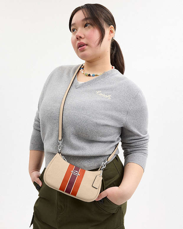 Teri Mini Crossbody Bag With Stripe Pebbled Leather-Silver-Ivory Multi Pebbled Leather-Silver-Ivory Multi