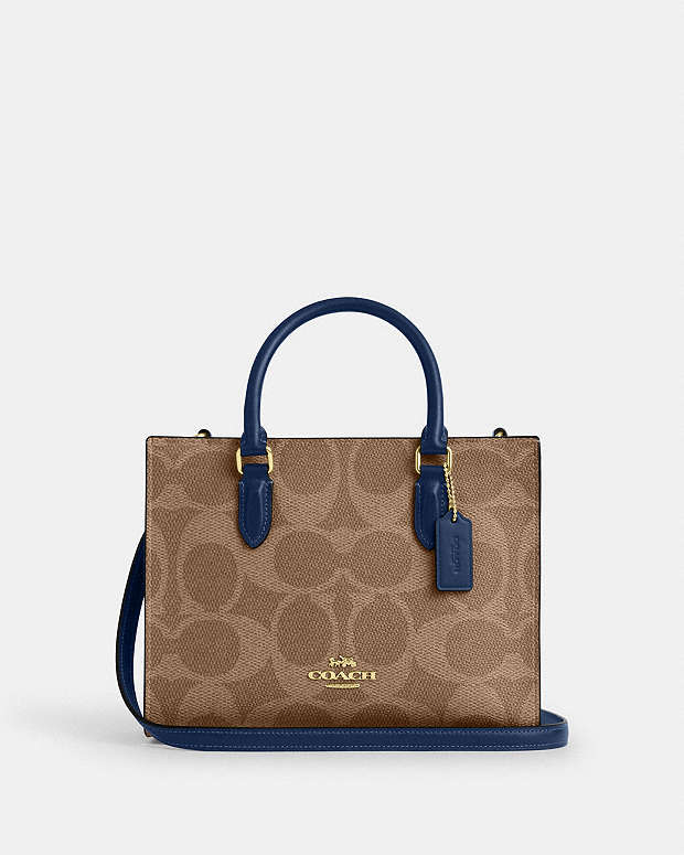Maggie Small Tote Bag In Signature Canvas Im-Tan-Deep Blue Im-Tan-Deep Blue