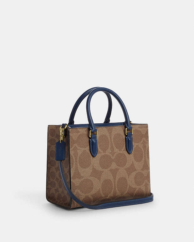 Maggie Small Tote Bag In Signature Canvas Im-Tan-Deep Blue Im-Tan-Deep Blue