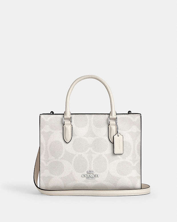 Maggie Small Tote Bag In Signature Canvas Sv-White-Chalk Sv-White-Chalk