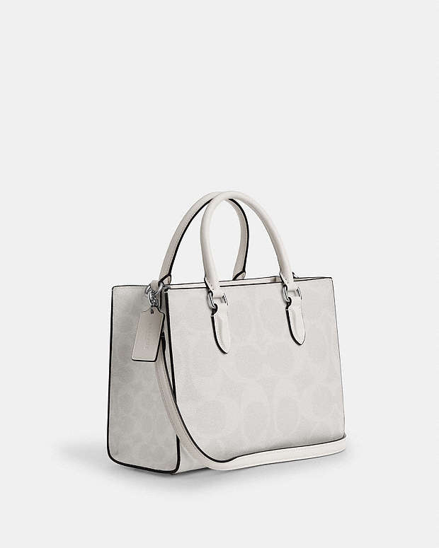Maggie Small Tote Bag In Signature Canvas Sv-White-Chalk Sv-White-Chalk