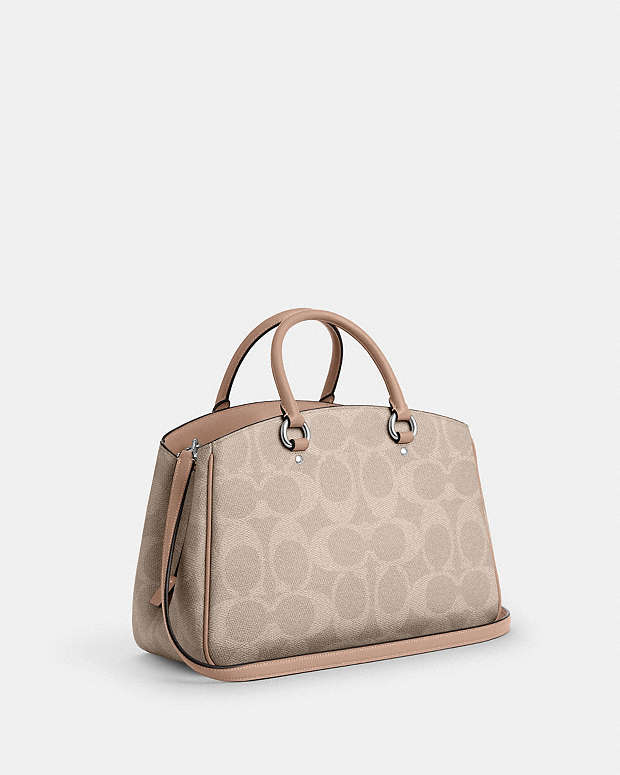 Savannah Carryall Bag In Signature Canvas Signature Canvas-Silver-Sand-Taupe Signature Canvas-Silver-Sand-Taupe