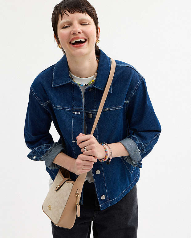 Hadley Mini Crossbody Bag With Signature Canvas Im-Dark Natural Multi Im-Dark Natural Multi