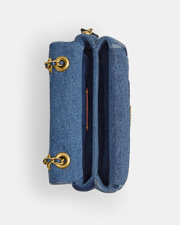 Tabby Shoulder Bag 26 With Patchwork Quilting Denim-Brass-Denim Denim-Brass-Denim