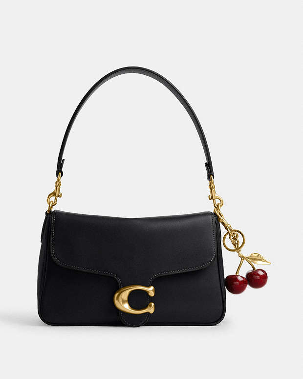 Soft Tabby Shoulder Bag Smooth Leather-Brass-Black Smooth Leather-Brass-Black