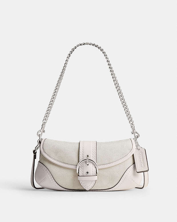 Soho Bag 25 In Signature Jacquard Signature Jacquard-Silver-Cloud Chalk Signature Jacquard-Silver-Cloud Chalk