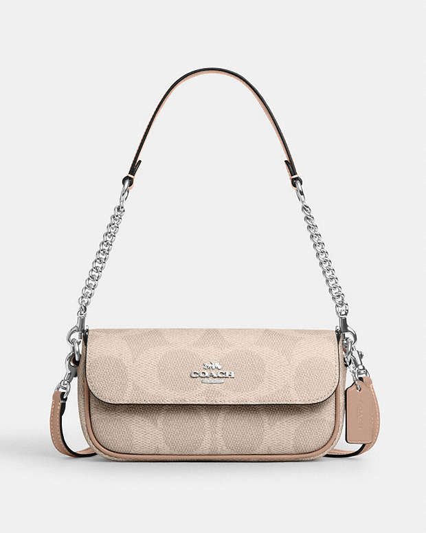 Hailey Flap Bag In Signature Canvas Signature Canvas-Silver-Sand-Taupe Signature Canvas-Silver-Sand-Taupe