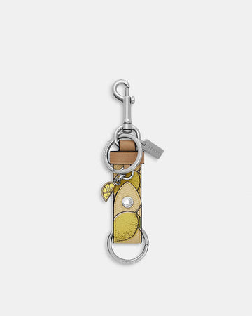 Trigger Snap Bag Charm With Lemon Print Coated Canvas-Sv-Garden Glade Multi Coated Canvas-Sv-Garden Glade Multi