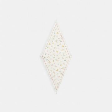 Coach Tossed Floral Print Silk Diamond Scarf Chalk