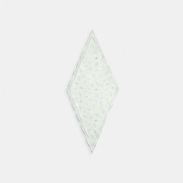 Coach Tossed Floral Print Silk Diamond Scarf Pistachio