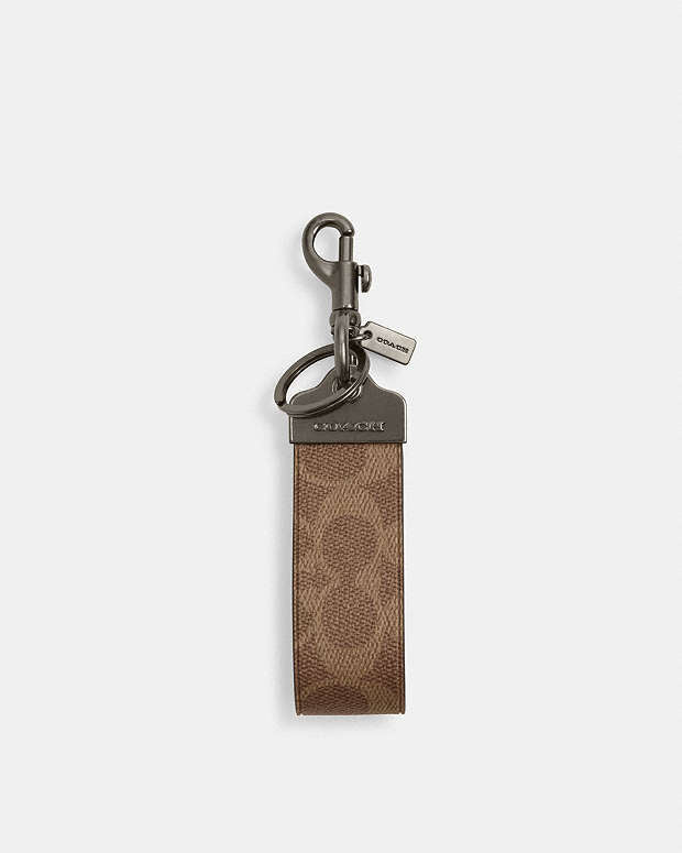 Loop Key Fob In Signature Canvas Gunmetal-Tan Gunmetal-Tan