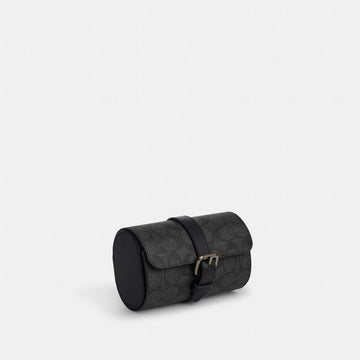 Coach Watch Case In Signature Canvas Gunmetal Charcoal Black