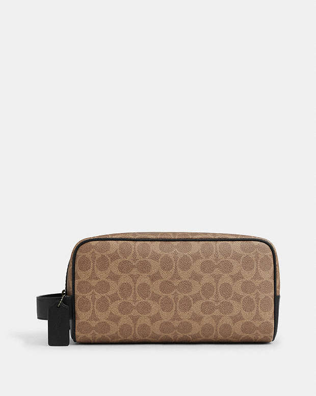 Large Travel Kit In Signature Canvas Qb-Tan-Black Qb-Tan-Black