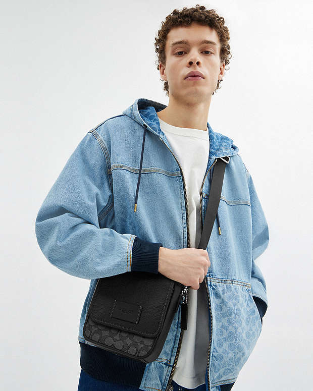 Lucas Crossbody Bag In Signature Jacquard Silver-Charcoal-Black Silver-Charcoal-Black