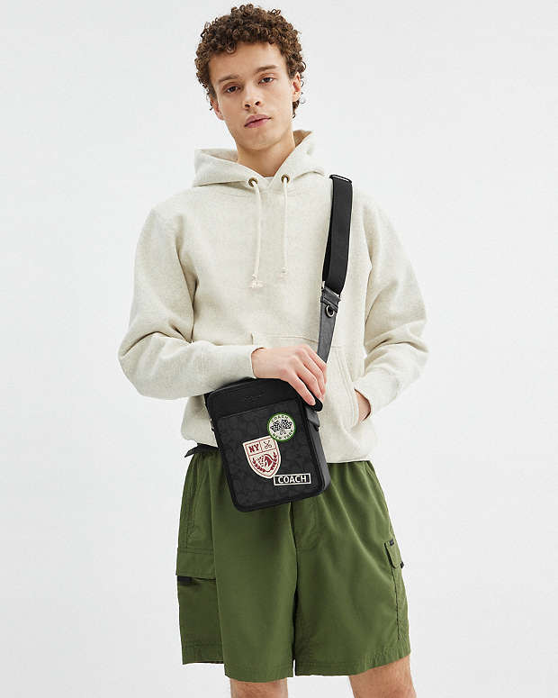 Sullivan Crossbody Bag In Signature Canvas With Patches Gunmetal-Charcoal Multi Gunmetal-Charcoal Multi