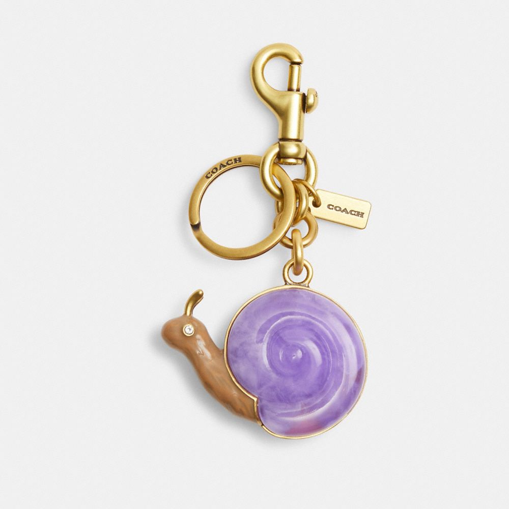 Coach Snail Bag Charm Brass Purple Multi