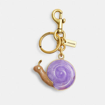 Coach Snail Bag Charm Brass Purple Multi