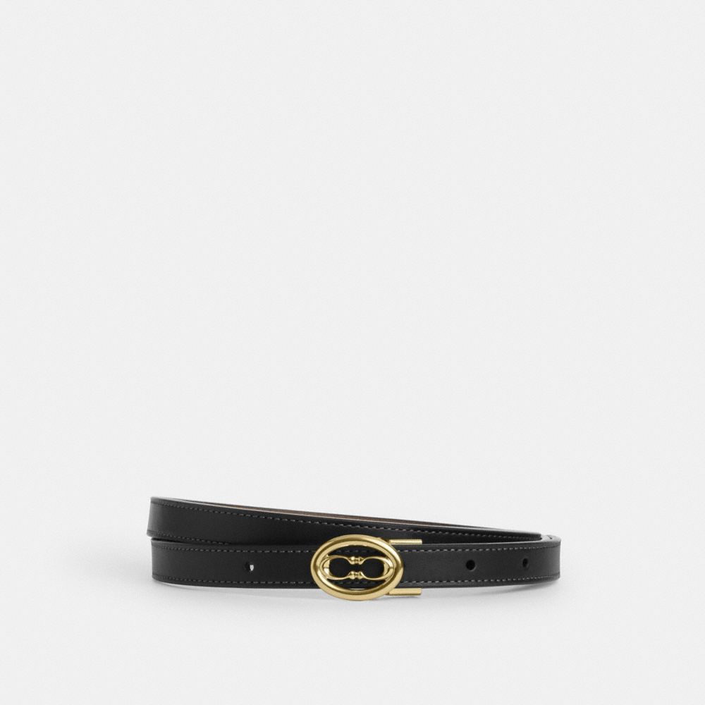 Coach Buckle Cut To Size Belt, 18 Mm Gold Black Dark Stone