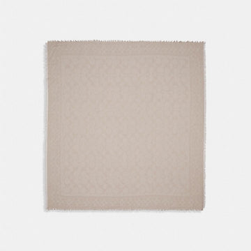 Coach Signature Oversized Square Scarf Oatmeal