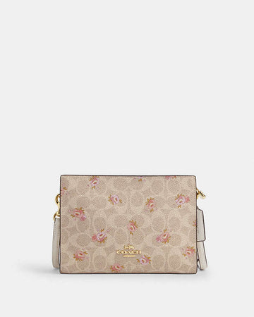 Slim Crossbody Bag In Signature Canvas With Floral Print Gold-Sand Multi Gold-Sand Multi