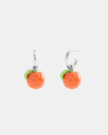 Orange Huggie Earrings Silver-Orange Silver-Orange