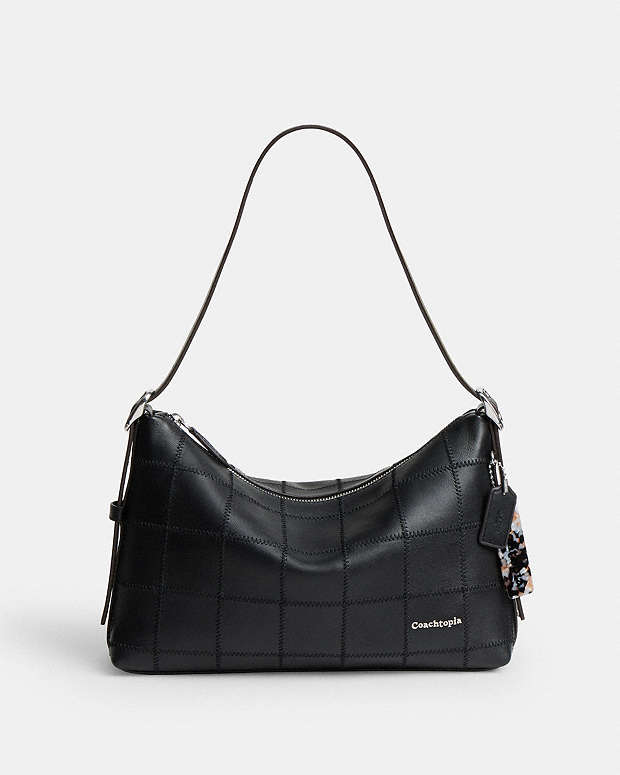 Alter/Ego Slouchy Shoulder Bag In Checkerboard Upcrafted Leather Black Black