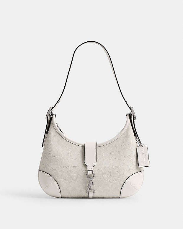 Hamptons Hobo Bag In Signature Jacquard Signature Jacquard-Silver-Cloud Chalk Signature Jacquard-Silver-Cloud Chalk
