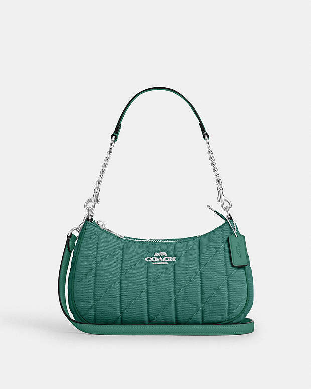 Teri Shoulder Bag Quilted Denim-Sv-Ivy-Green Quilted Denim-Sv-Ivy-Green