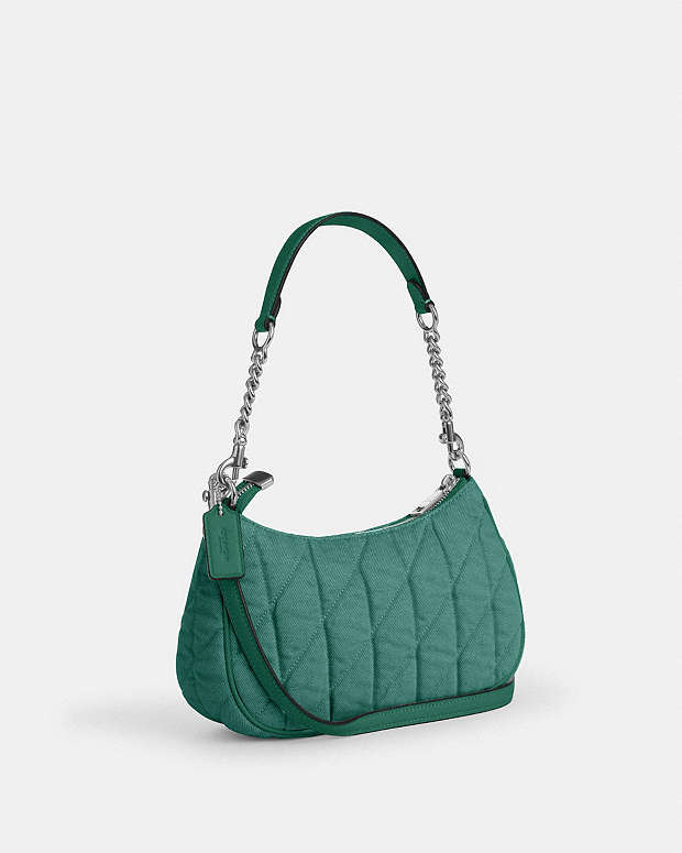 Teri Shoulder Bag Quilted Denim-Sv-Ivy-Green Quilted Denim-Sv-Ivy-Green