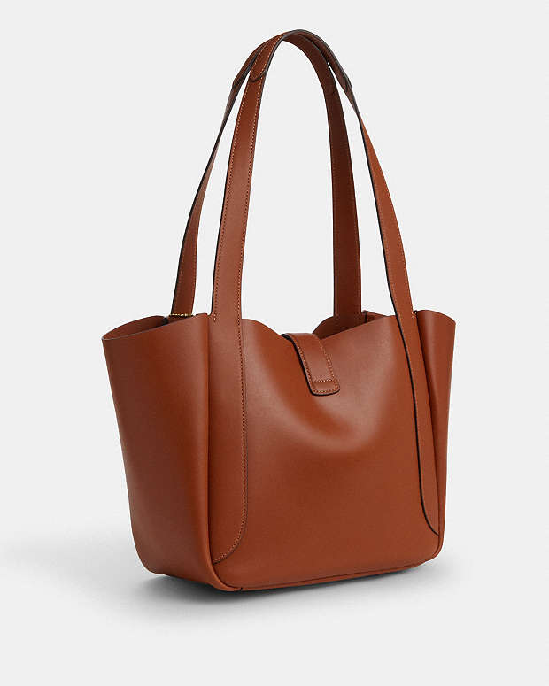 Hadley Turnlock Tote Smooth Leather-Gold-Tan Smooth Leather-Gold-Tan