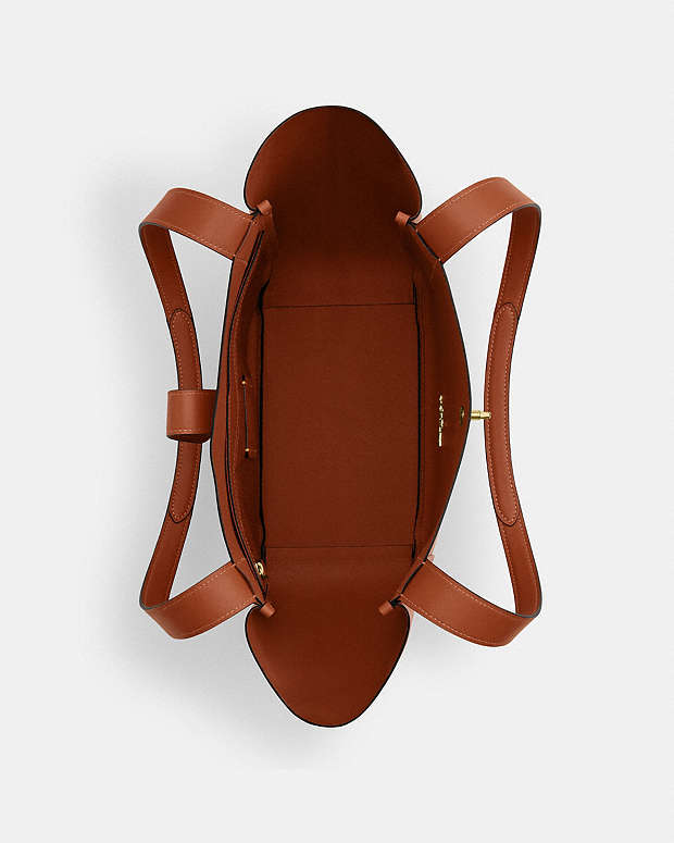 Hadley Turnlock Tote Smooth Leather-Gold-Tan Smooth Leather-Gold-Tan