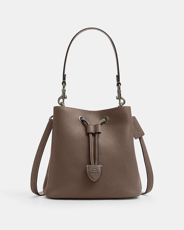 Rowan Bucket Bag Pebbled Leather-Qb-Dark Stone Pebbled Leather-Qb-Dark Stone