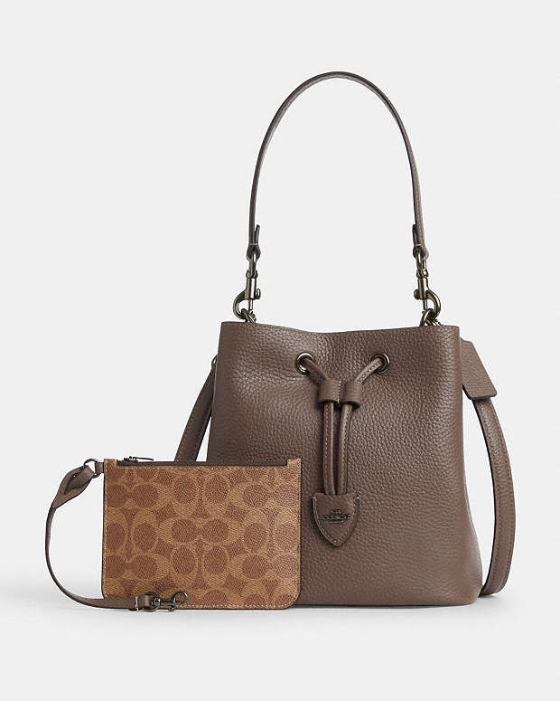 Rowan Bucket Bag Pebbled Leather-Qb-Dark Stone Pebbled Leather-Qb-Dark Stone