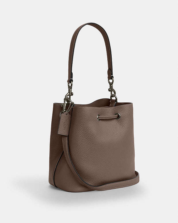 Rowan Bucket Bag Pebbled Leather-Qb-Dark Stone Pebbled Leather-Qb-Dark Stone