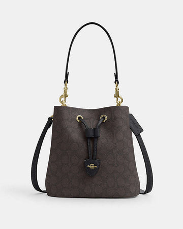 Rowan Bucket Bag In Signature Canvas Signature Canvas-Gold-Walnut-Black Signature Canvas-Gold-Walnut-Black