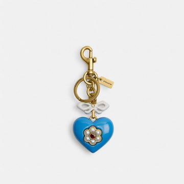 Coach Heart Bag Charm Brass Blue Multi